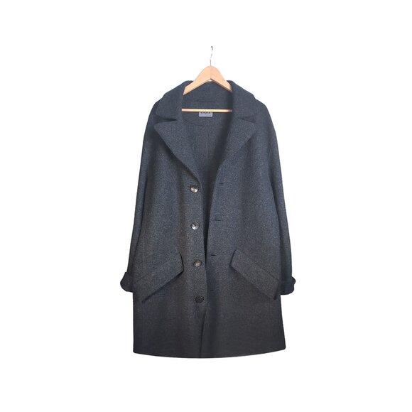 OSKA BOILED Wool Coat Womens Size 12 / 14 Gray Coat 3/4 Length - Picture 3 of 9